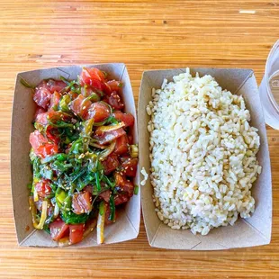 1/2 LB. OG poke and 8 oz. brown rice