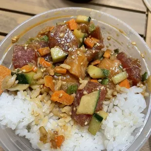 Half and Half Poke w/ carrot and cucumber