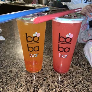 two drinks on a counter