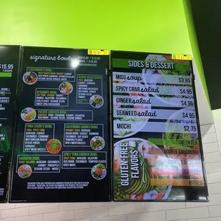 Signature bowl and sides menu