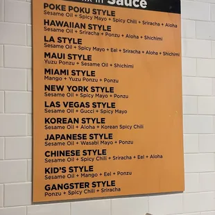 Different sauces for your bowl!