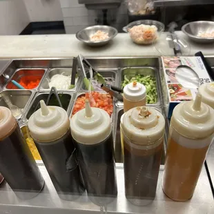 a variety of condiments