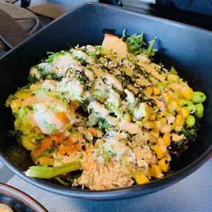 7/26/23 Hubby&apos;s large poke bowl: 2salmon, spicy tuna &amp; tuna