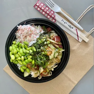 Build Your Own Poke Bowl With Crabmeat Salad and Edamame