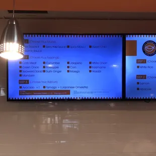the menu of a fast food restaurant