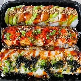 Warrior Tray: Dragon Roll, Lion King Roll, and Bay Scallop Roll (Haven't had this in a while and all were really good!)