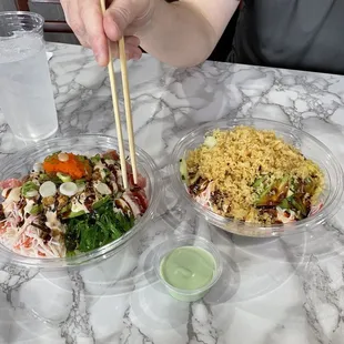 Spicy ahi and west coast bowls