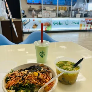 Miso Soup, Honeydew Slush, and I built my Create Your Own Small Bowl