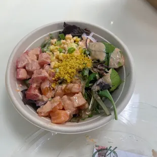 a bowl of food on a table