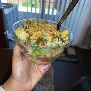 Poke tuna bowl with a bunch of add ins. Amazing!
