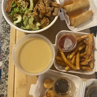 Ramen Noodle Soup Spring Roll French Fries Shumai