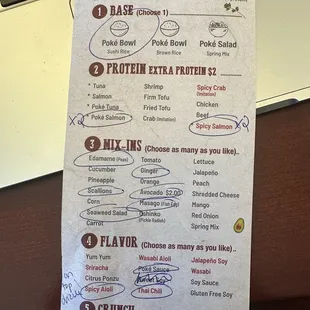 menu