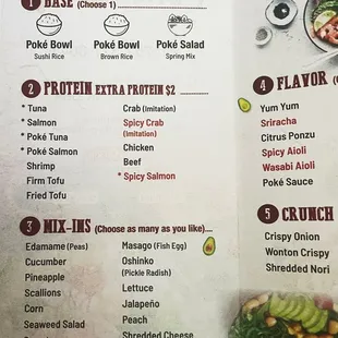 Create your own bowl I prefer the menu bowls