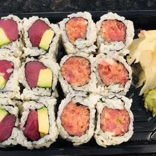 Tuna avo and spicy tuna
