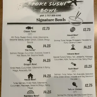 menu