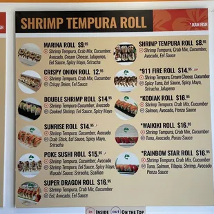 Sushi rolls and salads