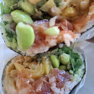 BYO spicy tuna, salmon... love the pickled radish