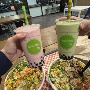 Strawberry and Avocado Frappe + yummy poke bowls