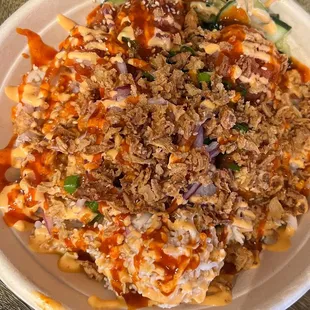 a bowl of food on a table