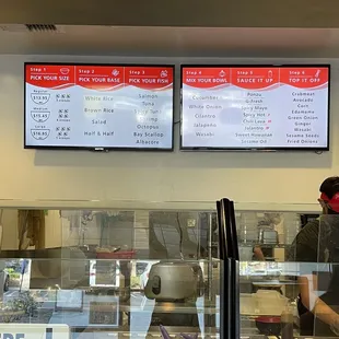 the menus of a fast food restaurant