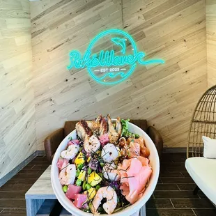 a bowl of food on a table