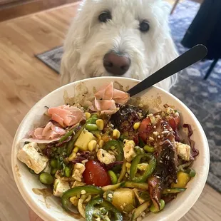 Build Your Own Bowl: brown rice, eel &amp; tofu, custom mix-ins