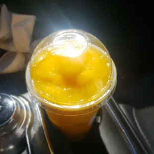 Fresh fruit  mango tea slush.