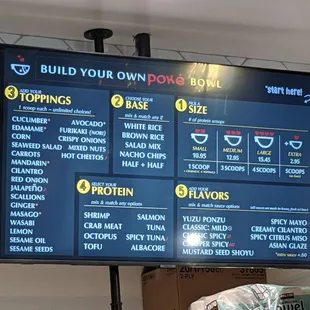 Build Your Own Poke Bowl menu
