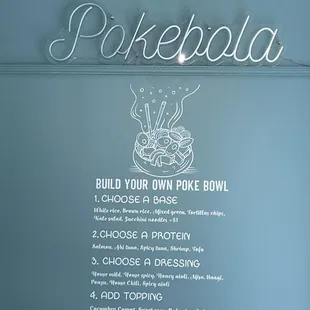 the menu for the poke poke bowl