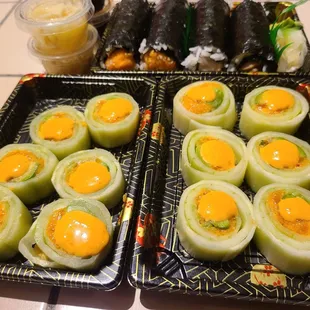 Spicy salmon naruto.