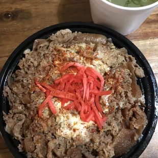 Gyudon Bowl and Miso Soup