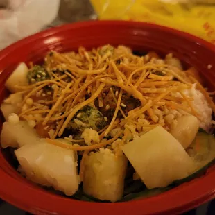 Medium bowl with rice base and 2 proteins.