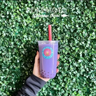 Taro Milk tea with Delicious Tapioca Pearls..