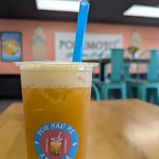 Passion fruit with mango jelly