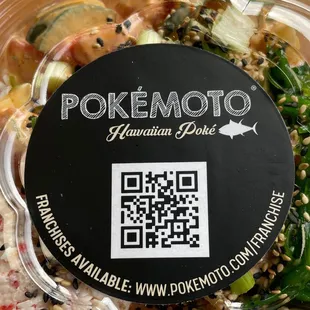a bowl of food with a qr code on it