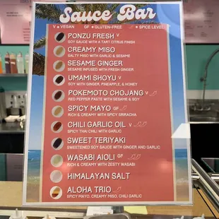 Sauces to choose from