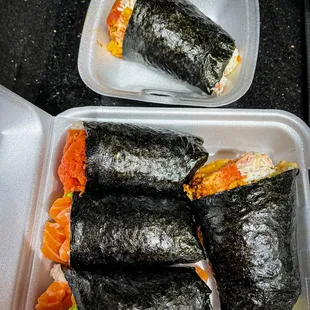 2-The chef Special's, !-Spicy Tuna, 2-Salmon &amp; Tuna Hand Rolls
