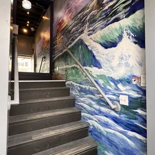 Stairs leading up to the restaurant