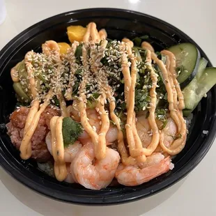 Build Your Small Bowl: shrimp, spicy tuna, cucumber, mango, avocado