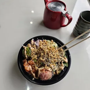 Small Poke Bowl with Spicy Tuna &amp; Salmon