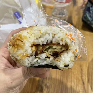 Fried oyster onigiri