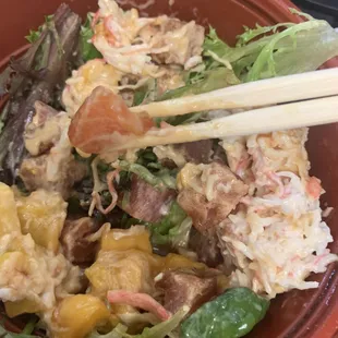 ONE SINGLE CUBE OF SALMON THIS PLACE PASSED OFF AS A FULL SCOOP!!