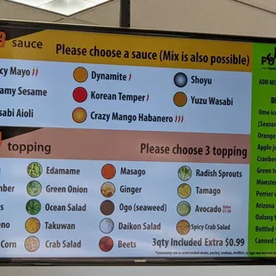 Choose a sauce for the plain proteins and 3 toppings on top of that!