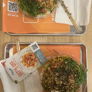 Build your own bowls with Ahi Tuna and Spicy Salmon