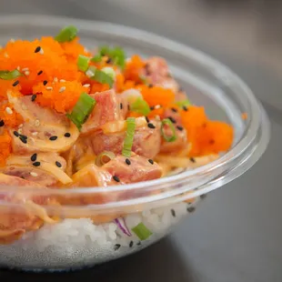 a close up of a bowl of food