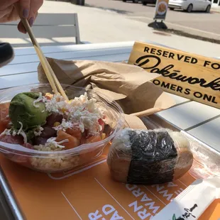 Poke Bowl - Large (3 Proteins) and Garlic Spam Musubi