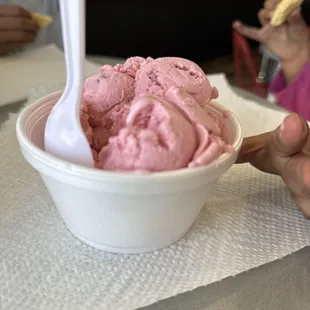 Strawberry icecream and sugar cookies