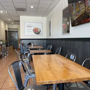tables and chairs in a restaurant