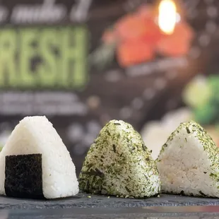 hree different types of sushi