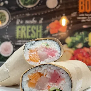 wo pieces of sushi on a plate